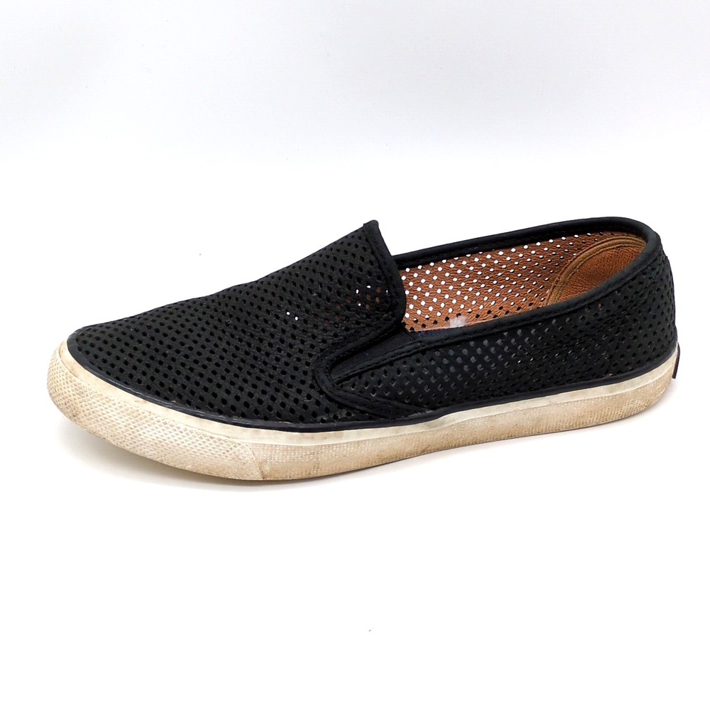 Sperry Shoes Womens Seaside‎ Black 8 Loafer Sneakers Stretch Slip On STS95714